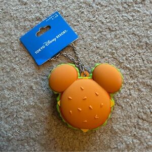 Disney Mickey Burger Keychain with Orange and Green